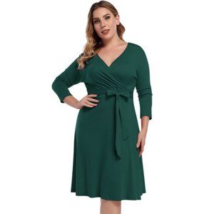 Elegant Green Wrap Dress